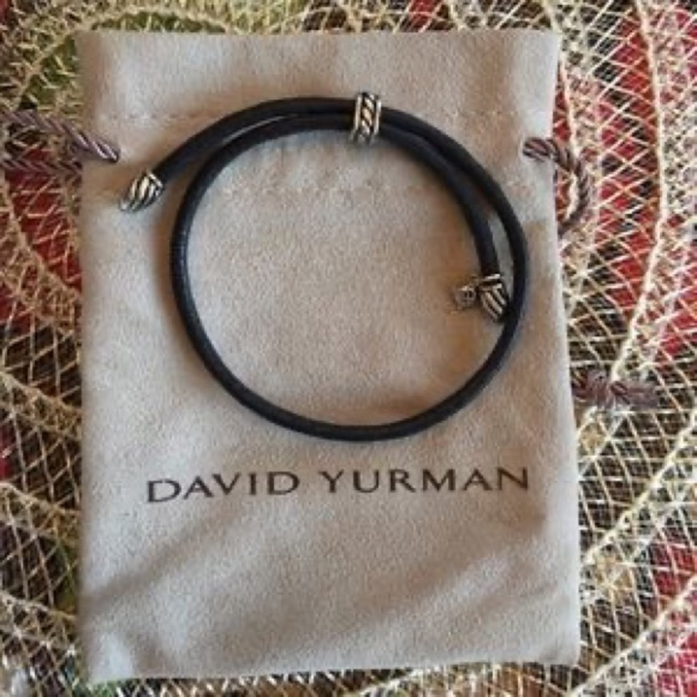 David Yurman Black Leather Bracelet NWOT